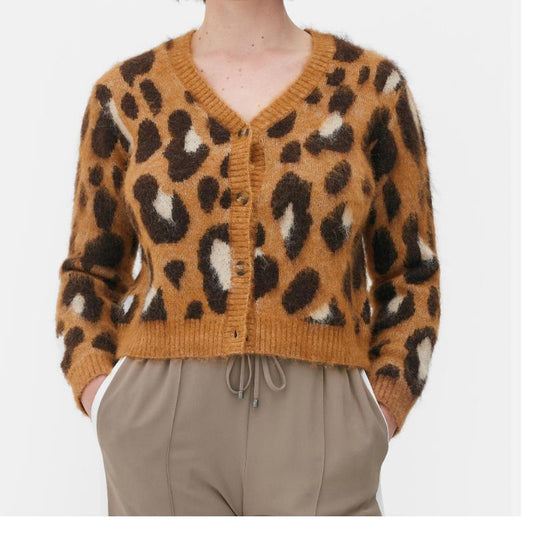 Fall and Winter Fashion Leopard Print Wool Cardigan