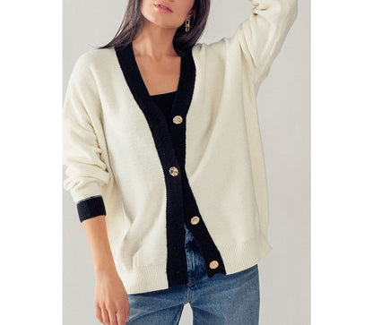 Contrast blk wht cardigan