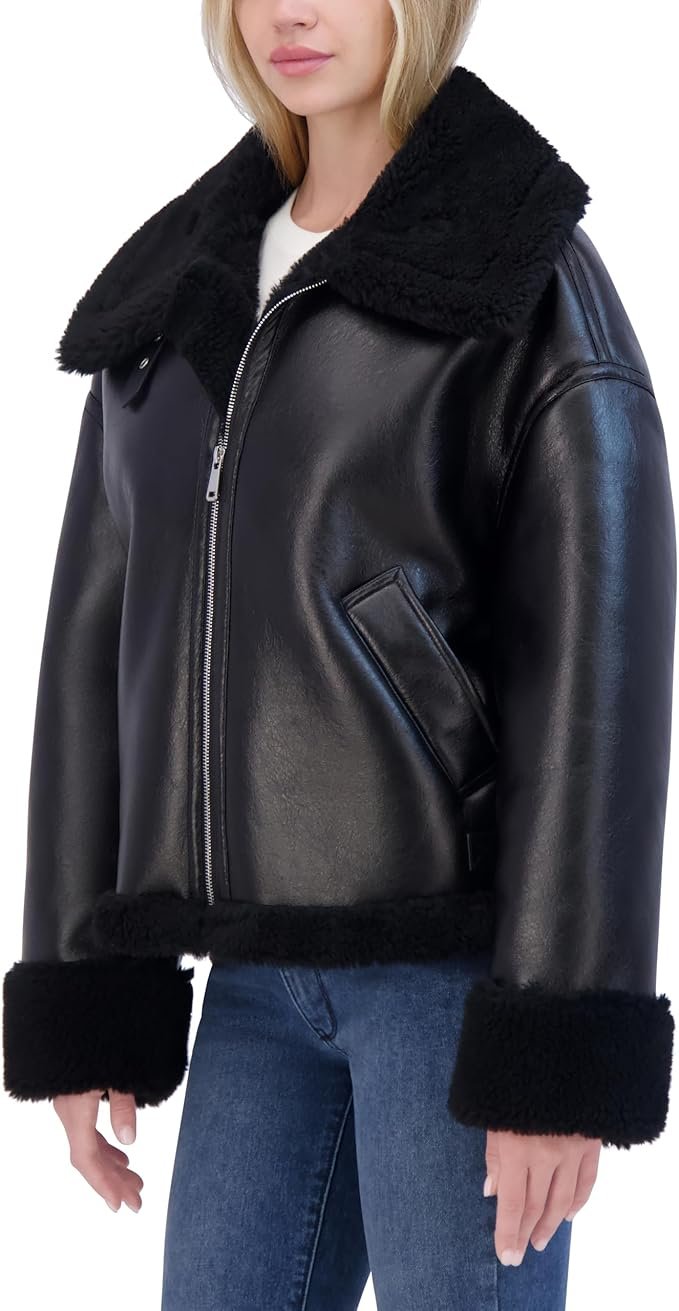 Women's Faux Shearling Leather Jacket