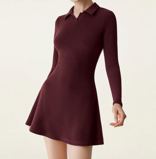 Polo Neck Mini Flare Hem  Dress