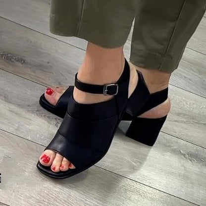 Women's Chic Leather Chunky Sandals