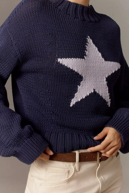 Crew Neck Star Knit Sweater