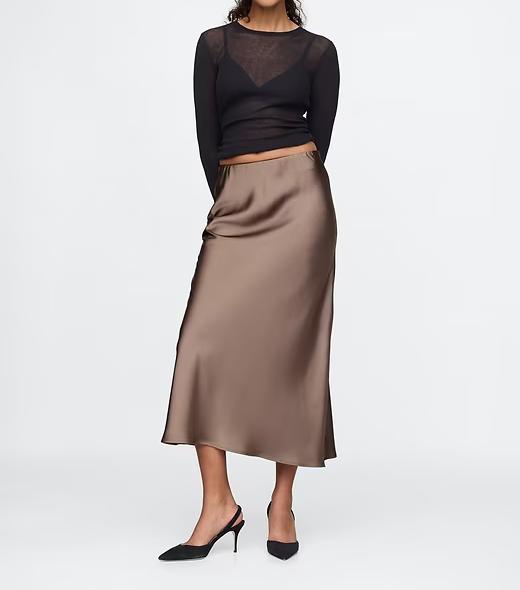 Satin half-length skirt