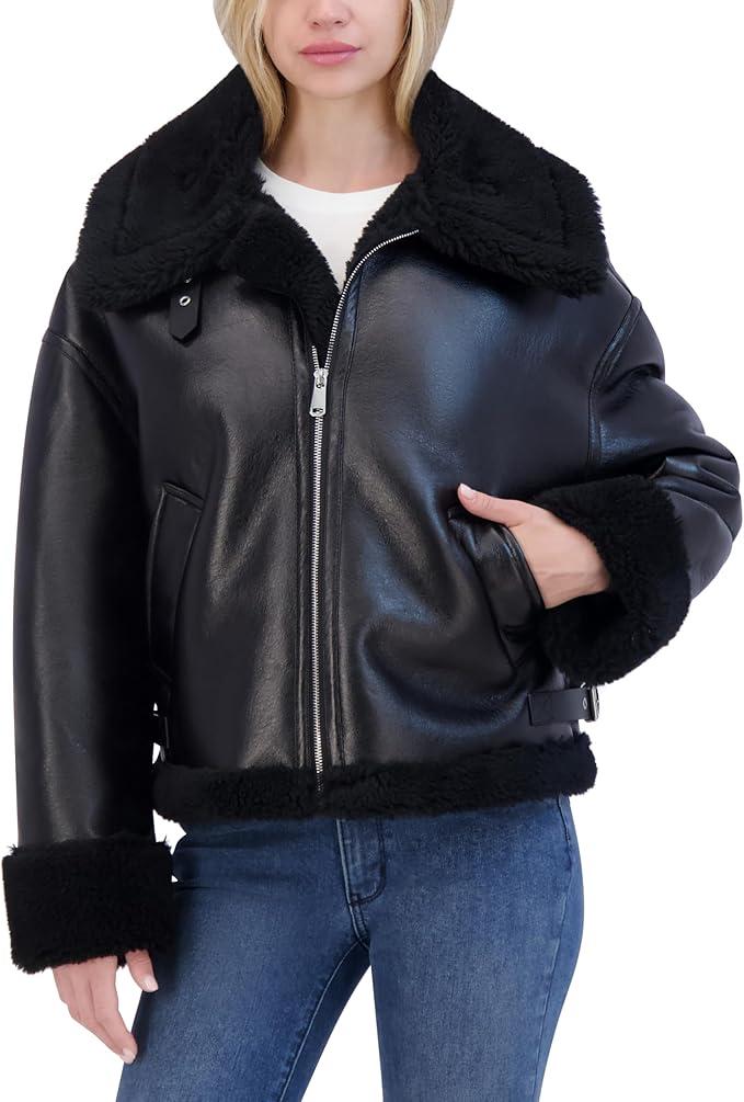 Women's Faux Shearling Leather Jacket