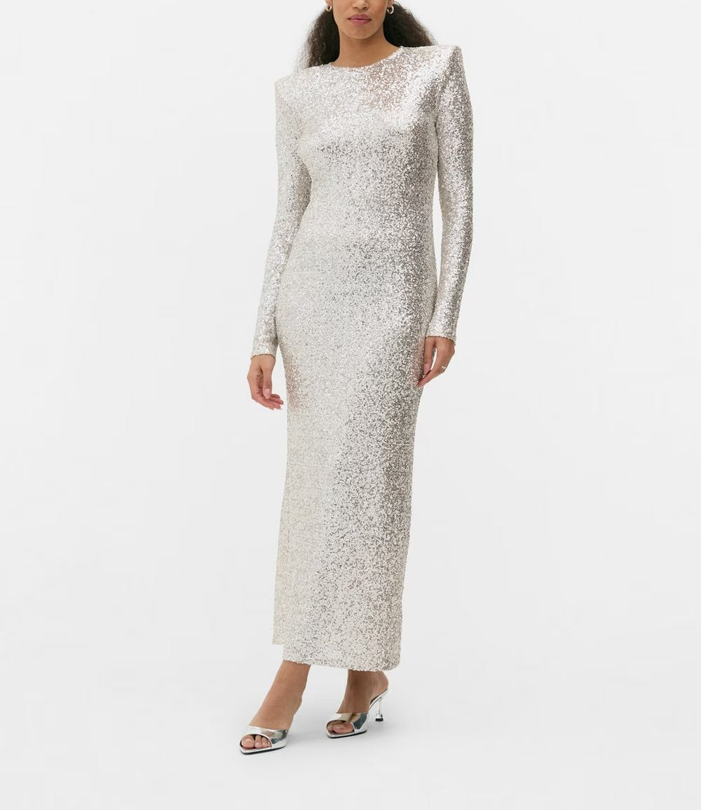 Sequin Long Sleeve Midi Dress