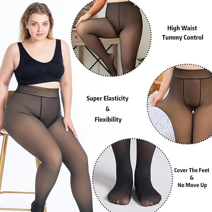 Warm double lined black leggings tights