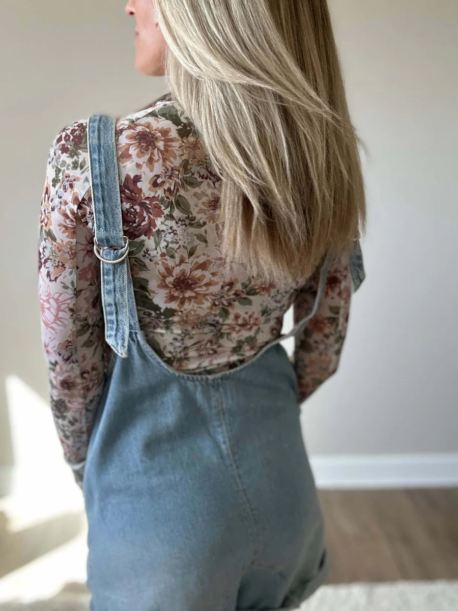 Floral Mesh Long Sleeve Top