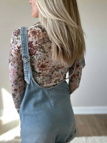 Floral Mesh Long Sleeve Top