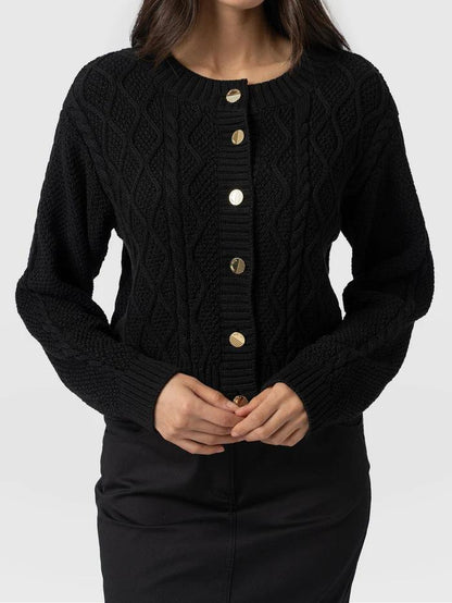 Crew neck cardigan with buttons