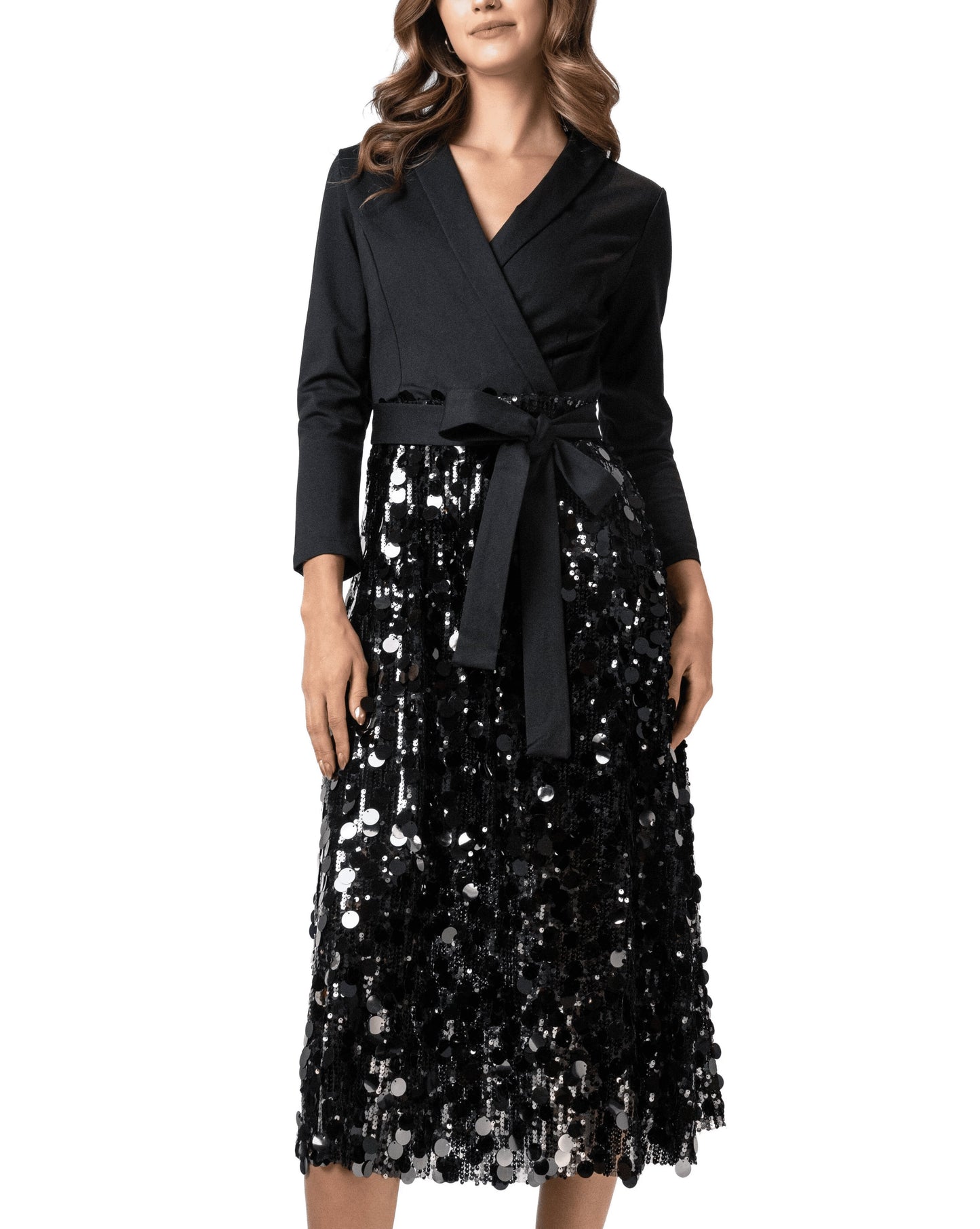 Sequin Skirt Long Sleeve Dress