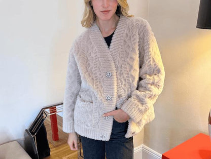 Plush cardigan jacket