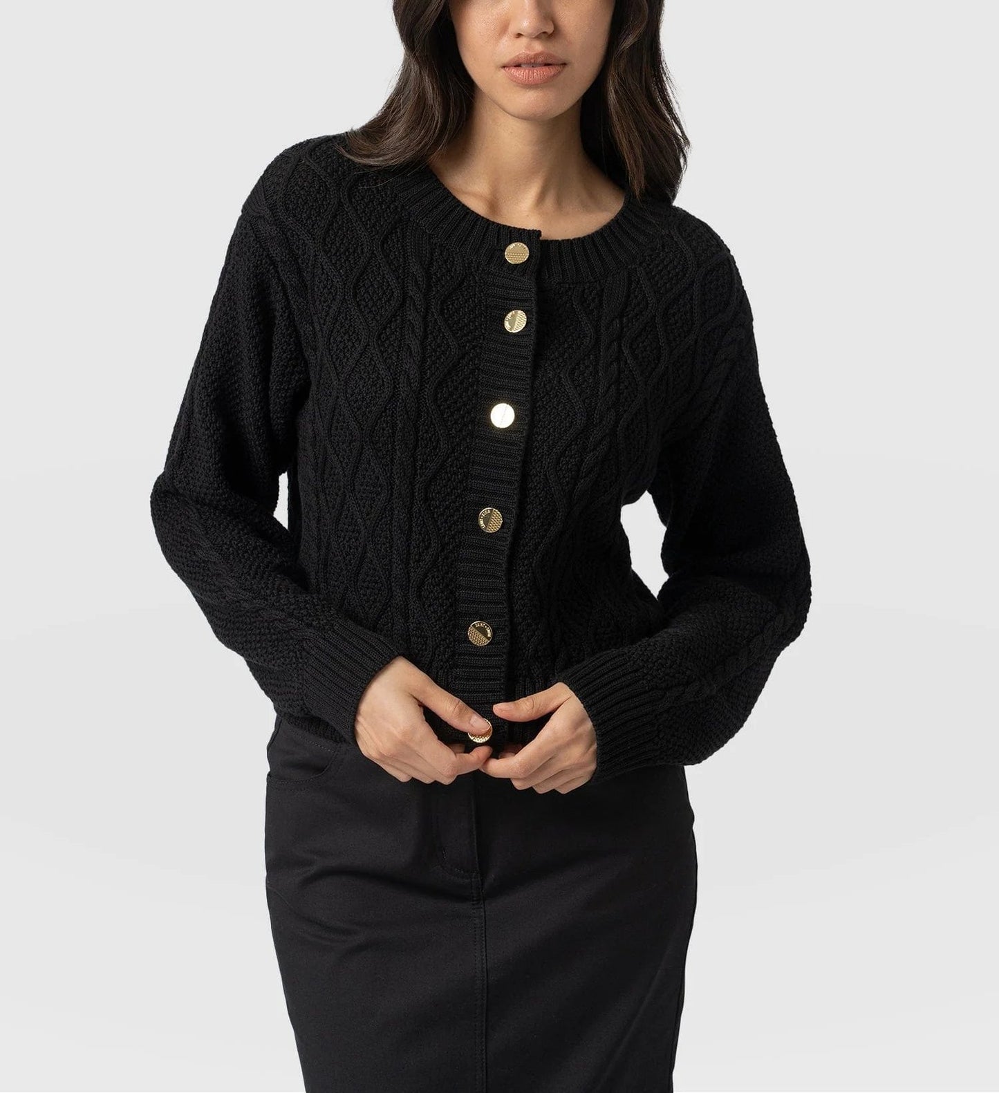 Crew neck cardigan with buttons