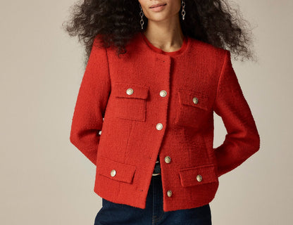 Short Buttoned Wool Jacket