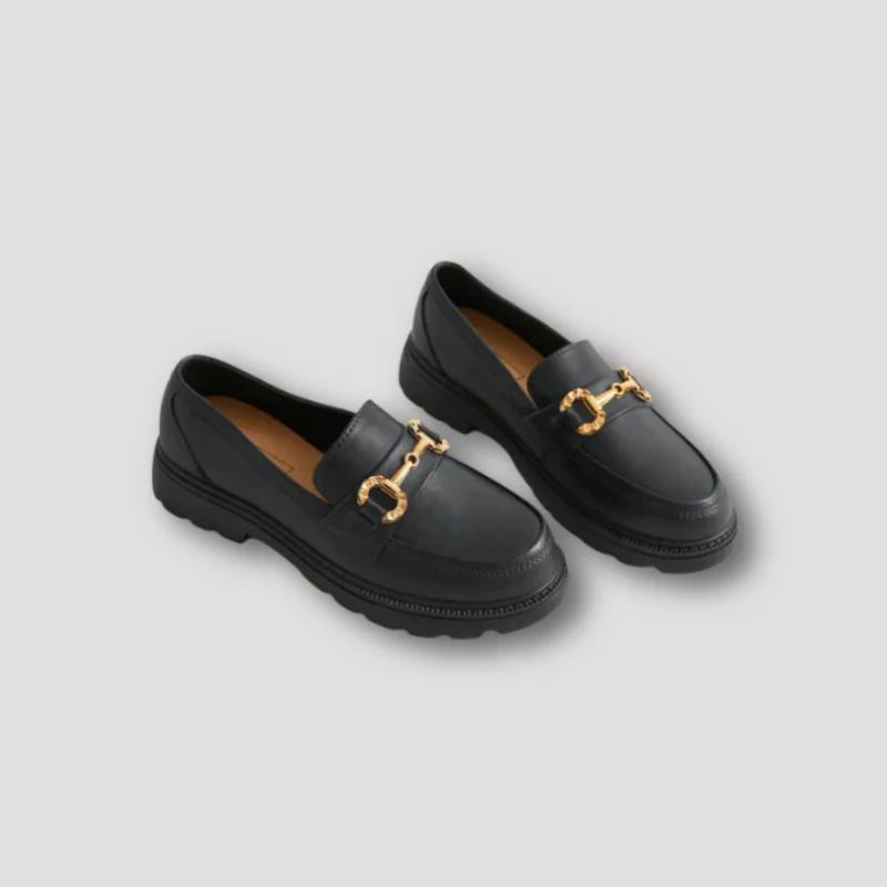 Women's Thick Sole Platform Loafers with Buckle