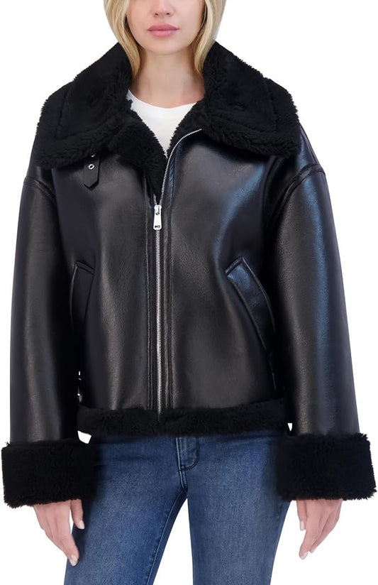 Women's Faux Shearling Leather Jacket