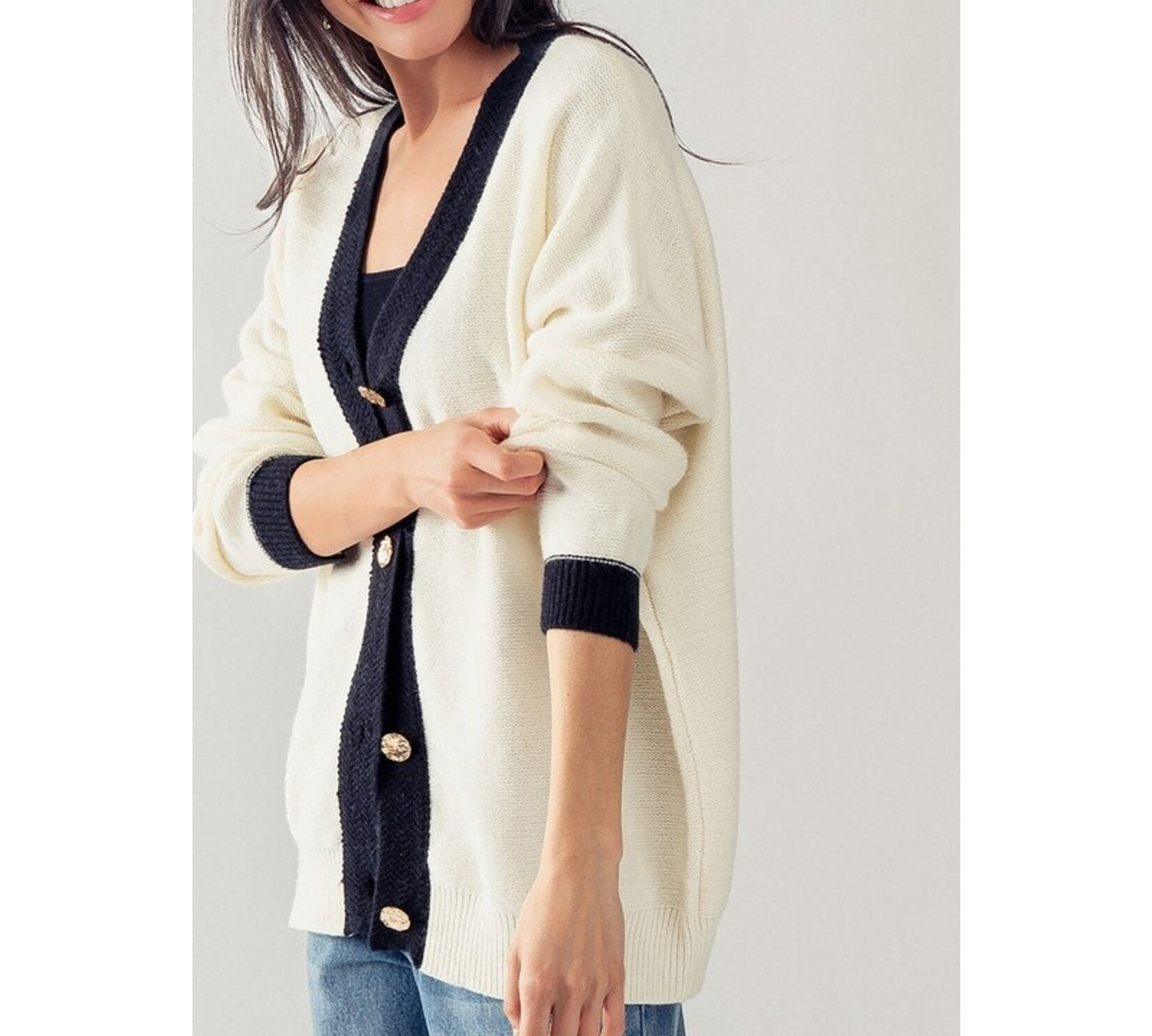 Contrast blk wht cardigan