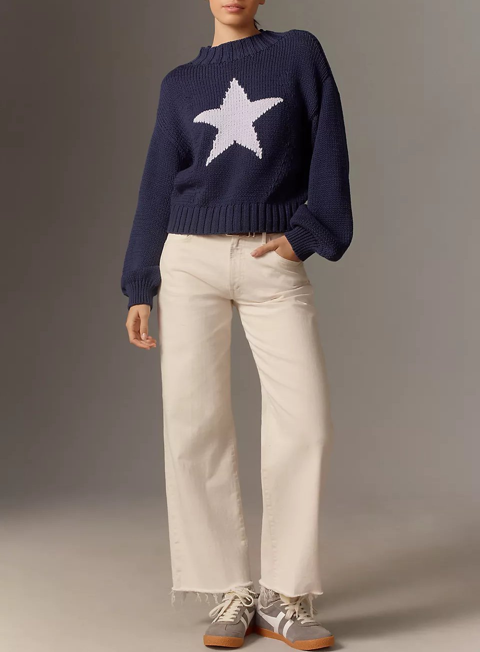 Crew Neck Star Knit Sweater