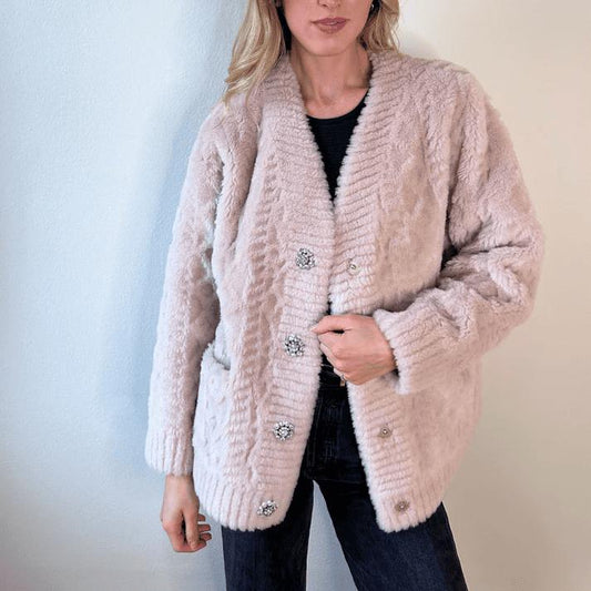 Plush cardigan jacket