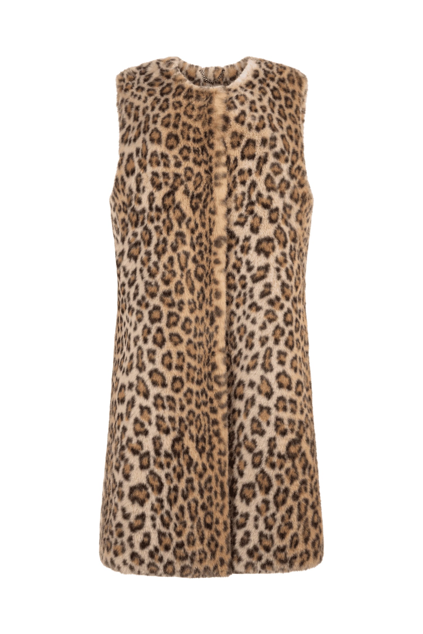 Leopard Print Plush Sleeveless Unisex Jacket