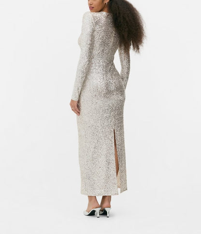 Sequin Long Sleeve Midi Dress