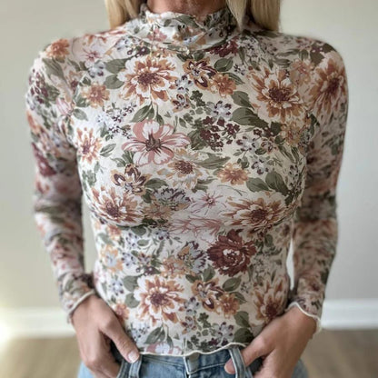 Floral Mesh Long Sleeve Top