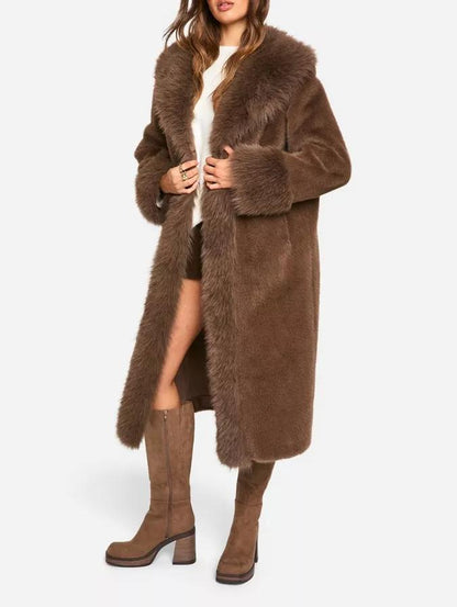 Faux Fur Bonded Midi Coat