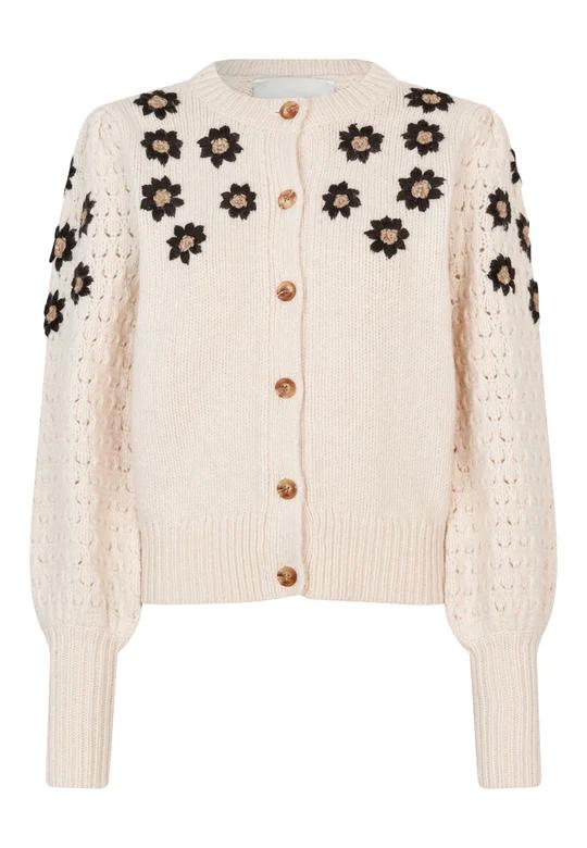 Crew neck floral cardigan