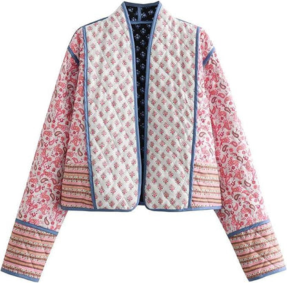 Floral Long Sleeve Cardigan Padded Jacket