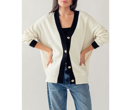 Contrast blk wht cardigan