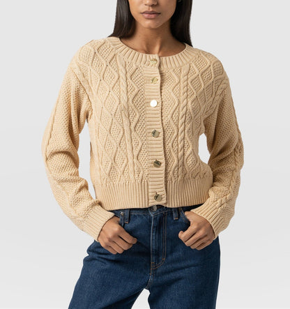 Crew neck cardigan with buttons