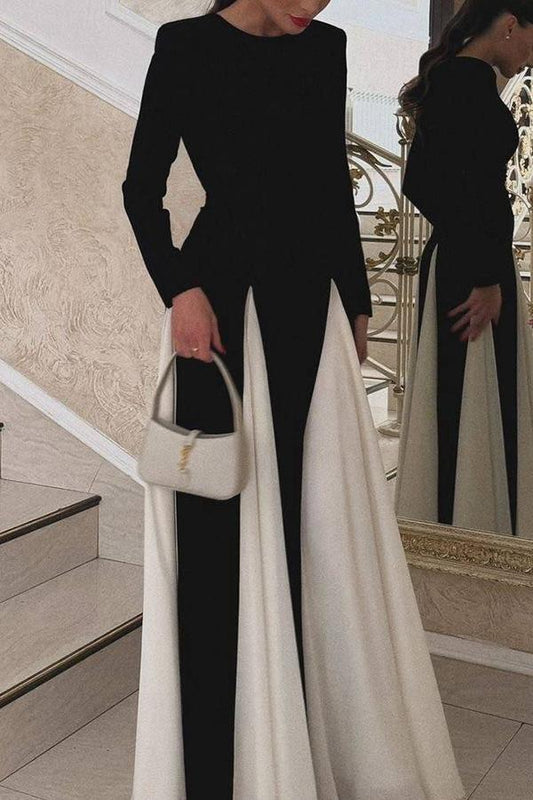 Color Clash Long Sleeve Dress