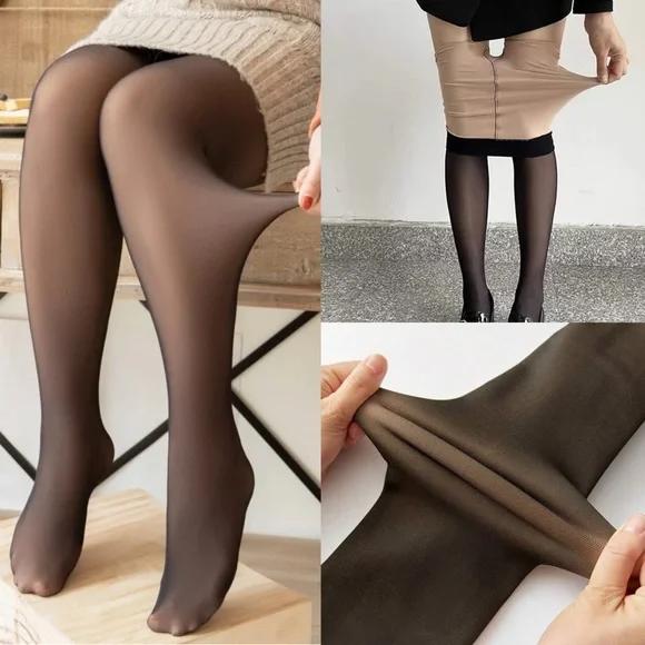 Warm double lined black leggings tights